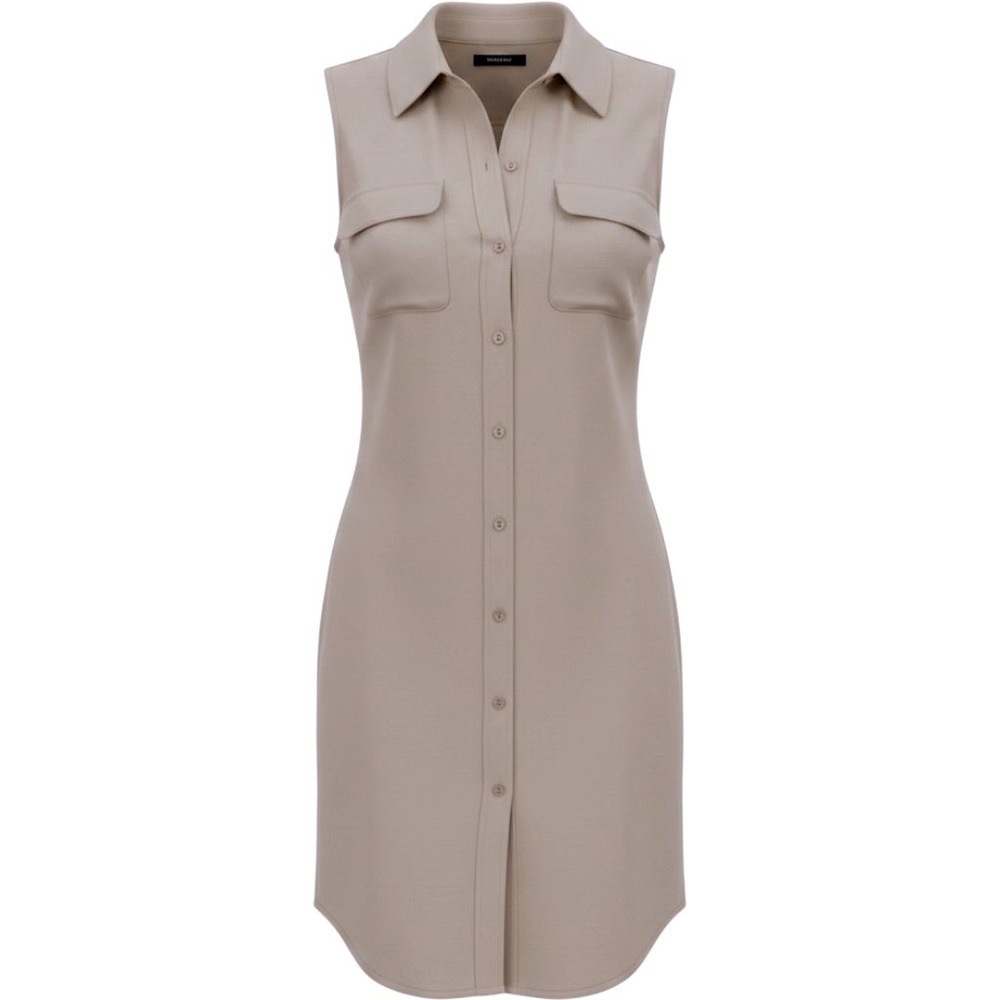 Jones New York Women's Beige Collared Button Down Casual Dress Size 8 /#9075